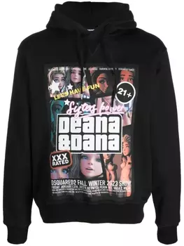 Dsquared2 худи с графичным принтом, черный