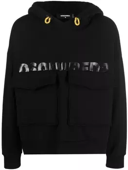 Dsquared2 худи с карманами карго и логотипом, черный