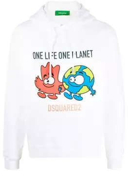 Dsquared2 худи с кулиской и графичным принтом, белый