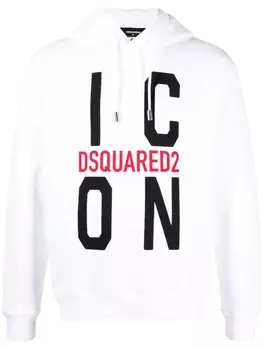DSQUARED2 худи с кулиской и логотипом, белый