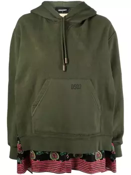 Dsquared2 худи со вставками и логотипом, зеленый