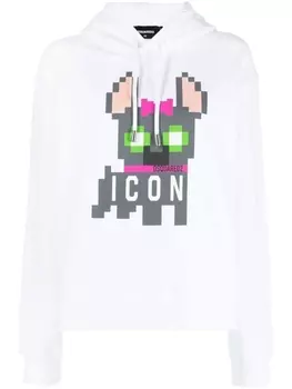 Dsquared2 Icon pixelated-print hoodie, белый
