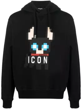 Dsquared2 Icon-print cotton hoodie, черный