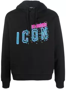 Dsquared2 Icon-print cotton hoodie, черный