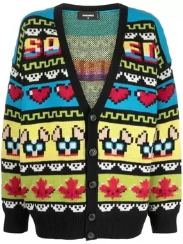 Dsquared2 jacquard V-neck cardigan, черный