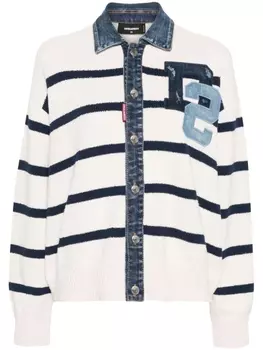 Dsquared2 кардиган D2 College в рубчик, белый