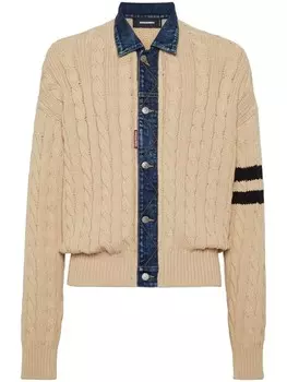 DSQUARED2 кардиган фактурной вязки, нейтральный цвет