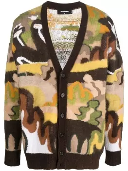 Dsquared2 кардиган Gouache с графичным принтом, коричневый