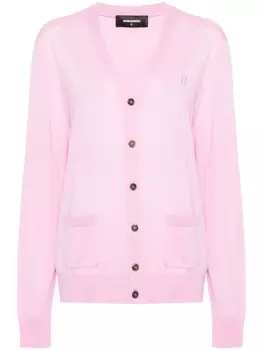 Dsquared2 кардиган из вирджинской шерсти с вышитым логотипом, розовый