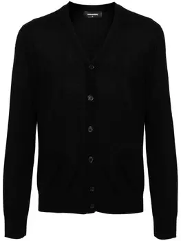 DSQUARED2 кардиган из вирджинской шерсти с вышитым логотипом, черный