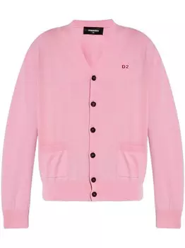Dsquared2 кардиган с V-образным вырезом и нашивкой-логотипом, розовый