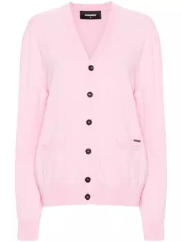 Dsquared2 кардиган тонкой вязки с V-образным вырезом, розовый
