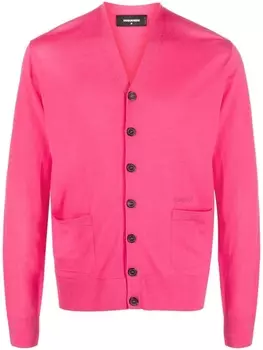 Dsquared2 кардиган тонкой вязки с V-образным вырезом, розовый