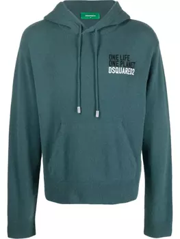 DSQUARED2 кашемировое худи с вышитым логотипом, зеленый