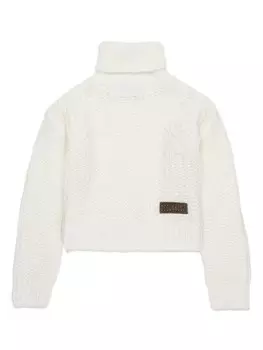 DSQUARED2 KIDS джемпер с высоким воротником и нашивкой-логотипом, белый