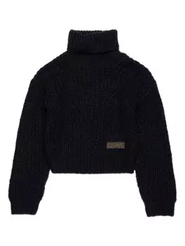 DSQUARED2 KIDS джемпер в рубчик с высоким воротником, черный