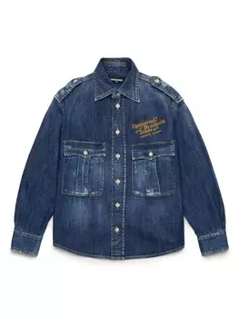 DSQUARED2 KIDS джинсовая рубашка на пуговицах, синий