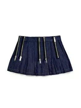 DSQUARED2 KIDS джинсовая юбка мини со складками, синий