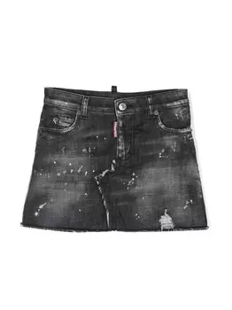 Dsquared2 Kids джинсовая юбка с прорезями, черный