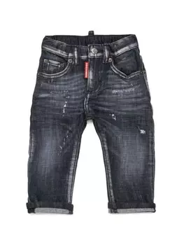 DSQUARED2 KIDS джинсы с эффектом потертости и нашивкой-логотипом, черный