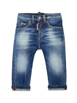 DSQUARED2 KIDS джинсы скинни с эффектом потертости, синий