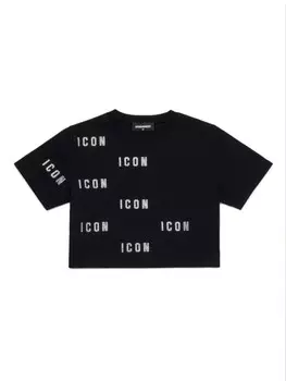 DSQUARED2 KIDS футболка Icon со стразами, черный