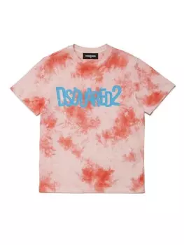 Dsquared2 Kids футболка с принтом тай-дай, красный