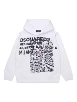 DSQUARED2 KIDS хлопковая толстовка с принтом, белый