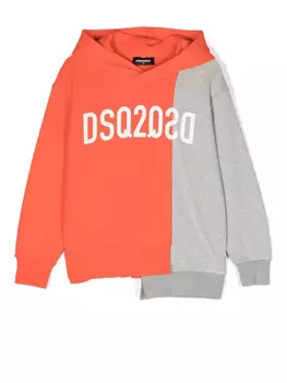 DSQUARED2 KIDS худи асимметричного кроя с логотипом, оранжевый