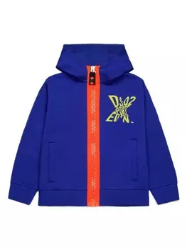 DSQUARED2 KIDS худи на молнии с логотипом, синий