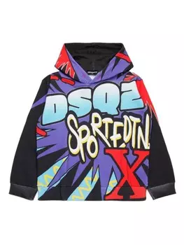 DSQUARED2 KIDS худи с графичным принтом, черный