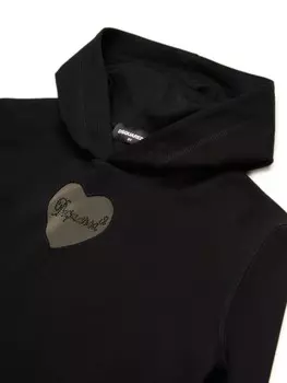 DSQUARED2 KIDS худи с логотипом и стразами, черный