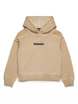 DSQUARED2 KIDS худи с логотипом, нейтральный цвет