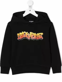 DSQUARED2 KIDS худи с принтом граффити, черный