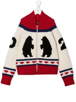 DSQUARED2 KIDS кардиган с принтом, нейтральный цвет