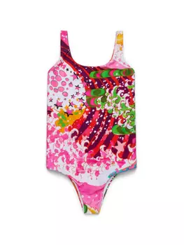 DSQUARED2 KIDS купальник с графичным принтом, белый