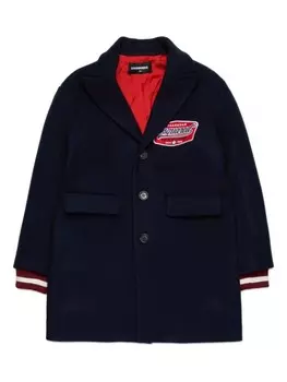 DSQUARED2 KIDS льняной пиджак с контрастными манжетами, синий
