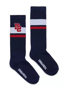 DSQUARED2 KIDS носки с жаккардовым логотипом, синий