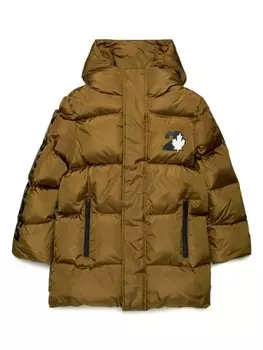 DSQUARED2 KIDS пальто с логотипом, коричневый