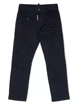 Dsquared2 Kids прямые брюки с нашивкой-логотипом, синий
