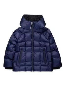 DSQUARED2 KIDS пуховик с капюшоном и логотипом, синий
