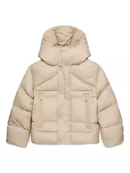 DSQUARED2 KIDS пуховик с капюшоном и вышитым логотипом, нейтральный цвет