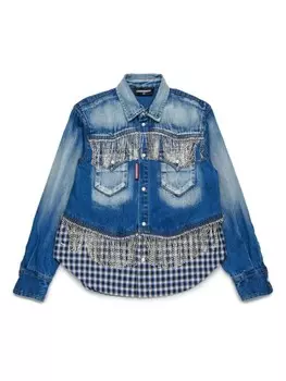 DSQUARED2 KIDS рубашка с кристаллами, синий