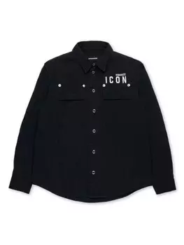 DSQUARED2 KIDS рубашка с логотипом, черный