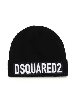 DSQUARED2 KIDS шапка бини с вышитым логотипом, черный
