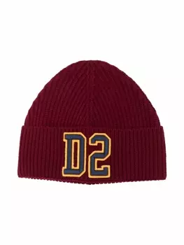 DSQUARED2 KIDS шапка бини с вышитым логотипом, красный