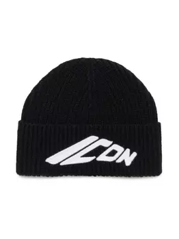 DSQUARED2 KIDS шапка бини с вышивкой Icon, черный