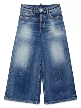 DSQUARED2 KIDS широкие джинсы с нашивкой-логотипом, синий