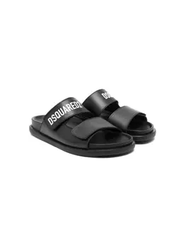 DSQUARED2 KIDS шлепанцы с логотипом, черный
