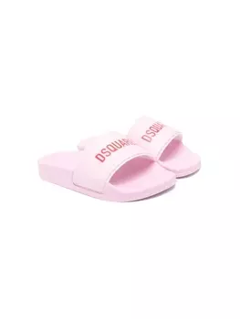 DSQUARED2 KIDS шлепанцы с логотипом, розовый